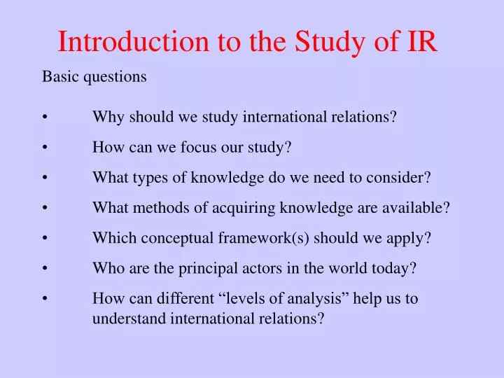 introduction to the study of ir