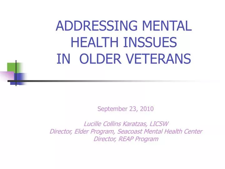 addressing mental health inssues in older veterans