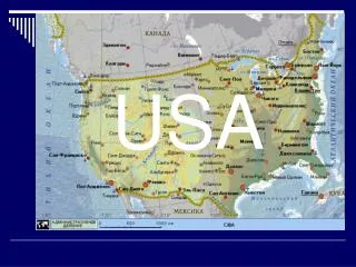 The geographical map of the USA