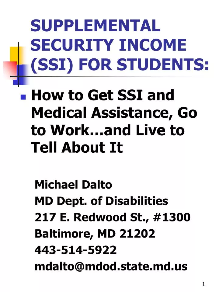 supplemental security income ssi for students