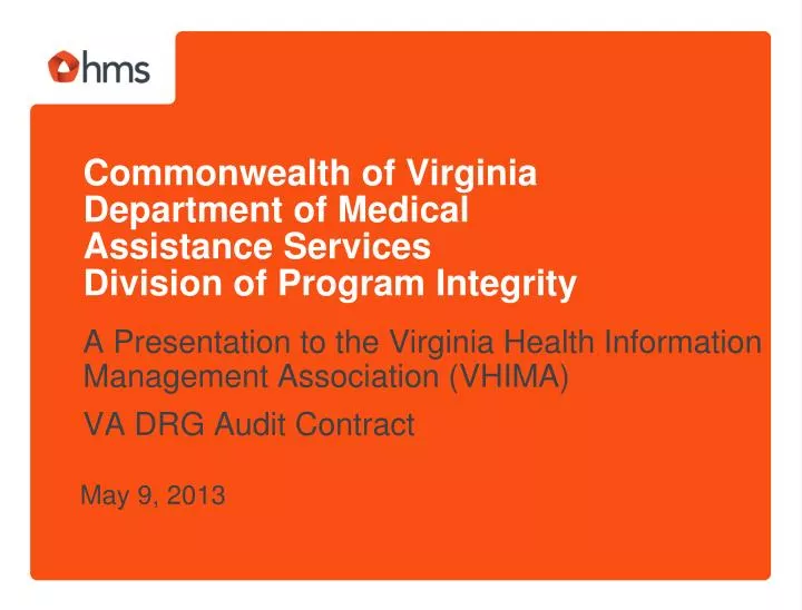 commonwealth of virginia department of medical assistance services division of program integrity