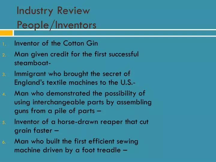 industry review people inventors