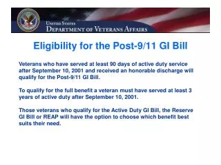 Eligibility for the Post-9/11 GI Bill