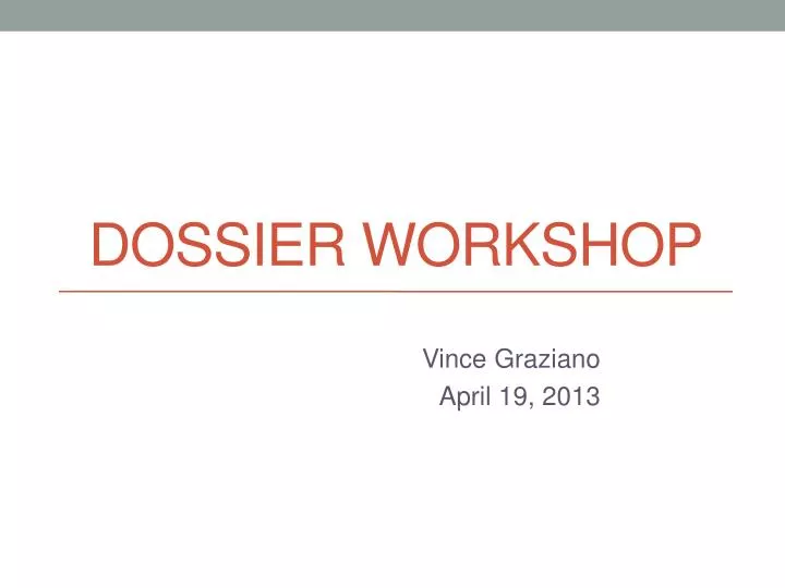 dossier workshop