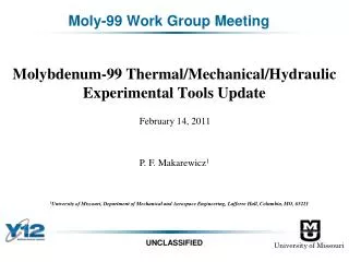 Moly-99 Work Group Meeting
