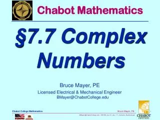 Bruce Mayer, PE Licensed Electrical &amp; Mechanical Engineer BMayer@ChabotCollege