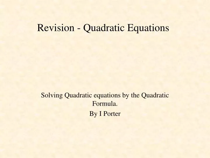 revision quadratic equations