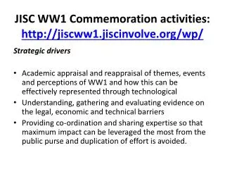 JISC WW1 Commemoration activities: jiscww1.jiscinvolve/wp/
