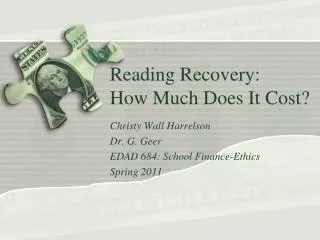 Reading Recovery: How Much Does It Cost?