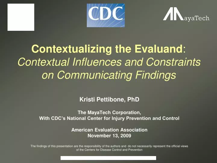 contextualizing the evaluand contextual influences and constraints on communicating findings