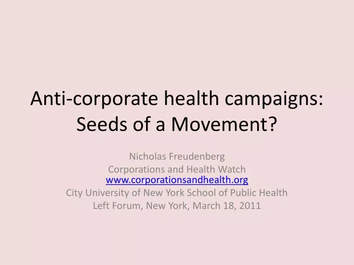 anti corporate health campaigns seeds of a movement