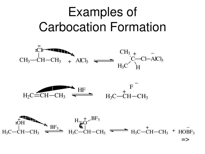 examples of carbocation formation