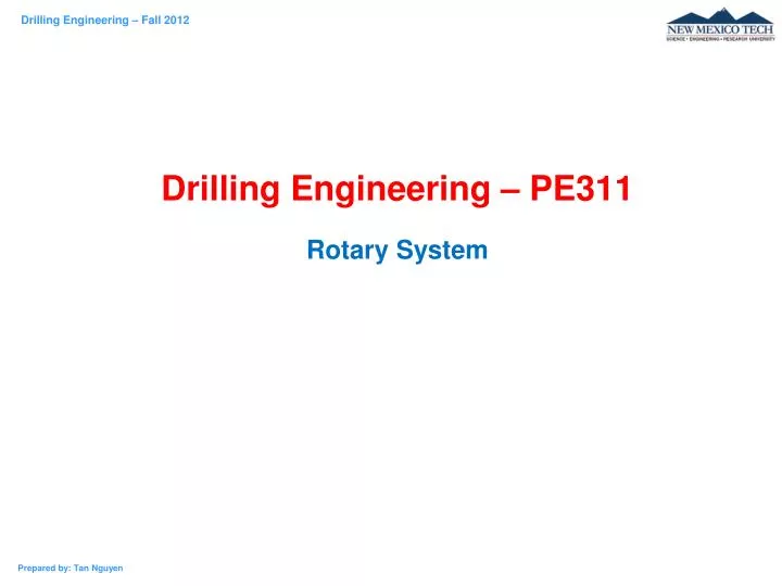 drilling engineering pe311 rotary system