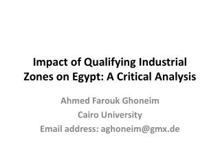 Impact of Qualifying Industrial Zones on Egypt: A Critical Analysis
