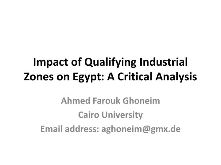 impact of qualifying industrial zones on egypt a critical analysis