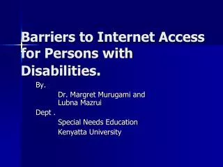 Barriers to Internet Access for Persons with Disabilities .