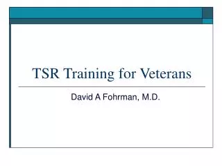 tsr training for veterans