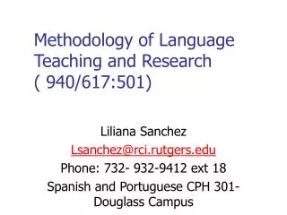 Methodology of Language Teaching and Research ( 940/617:501)