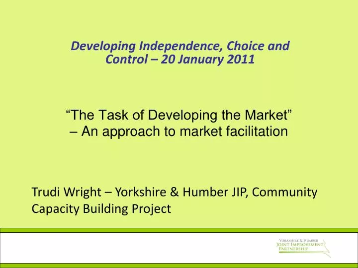 the task of developing the market an approach to market facilitation
