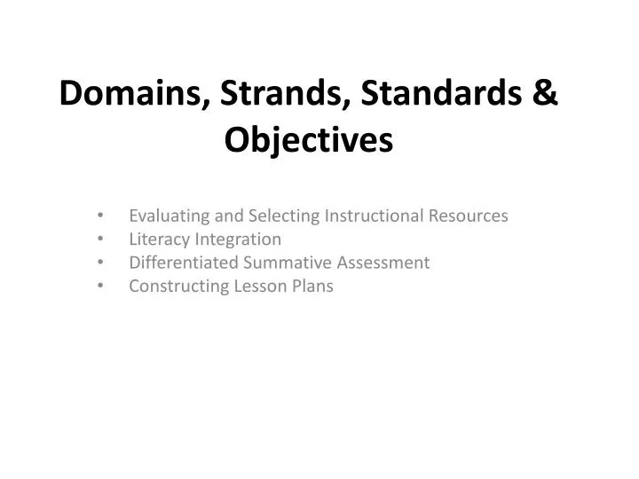 domains strands standards objectives