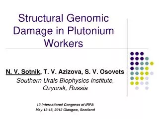 Structural Genomic Damage in Plutonium Workers