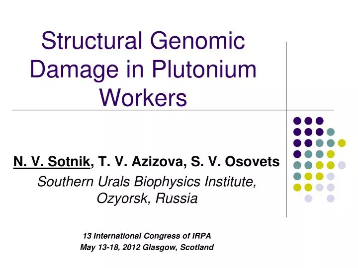 structural genomic damage in plutonium workers