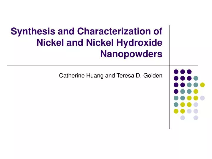 synthesis and characterization of nickel and nickel hydroxide nanopowders