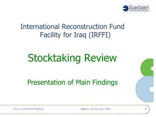 International Reconstruction Fund Facility for Iraq (IRFFI) Stocktaking Review