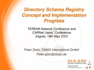 Directory Schema Registry Concept and Implementation Progress