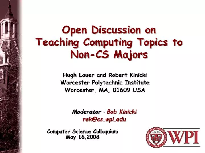 open discussion on teaching computing topics to non cs majors