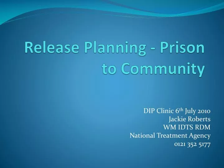 release planning prison to community