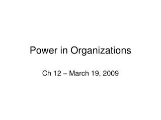 Power in Organizations
