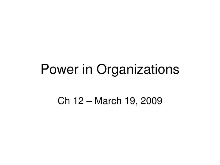 power in organizations
