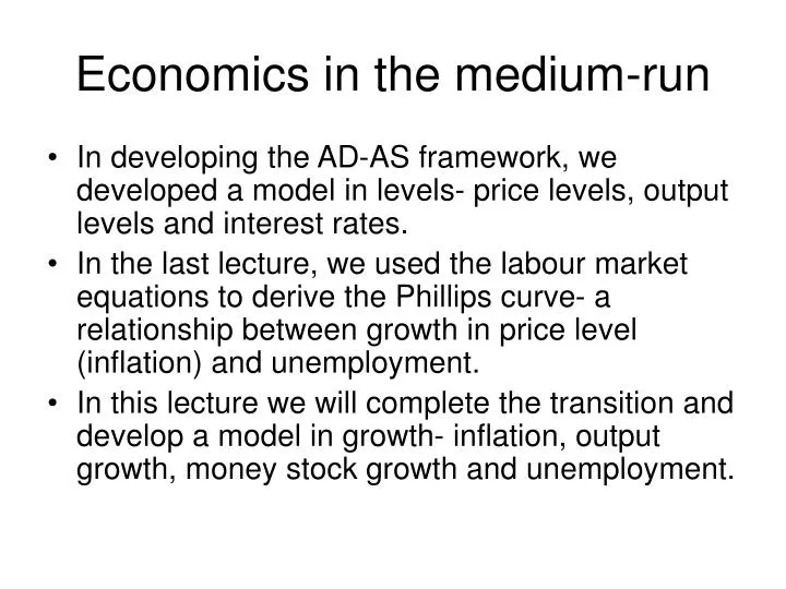 economics in the medium run