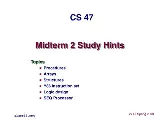 Midterm 2 Study Hints