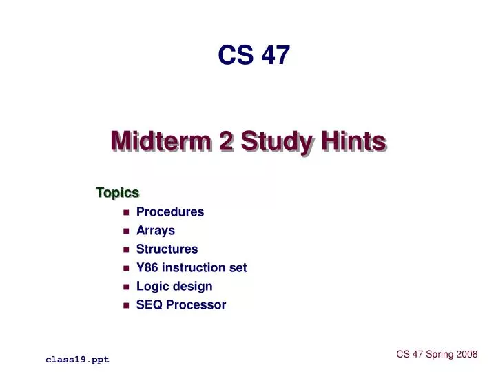 midterm 2 study hints