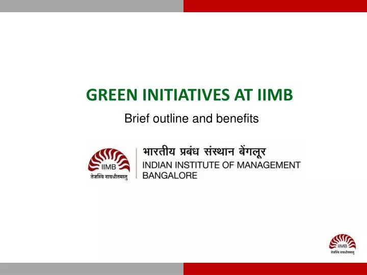 green initiatives at iimb brief outline and benefits