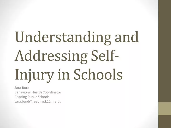 understanding and addressing self injury in schools