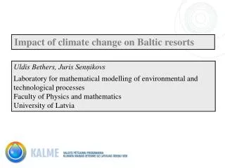 Impact of climate change on Baltic resorts