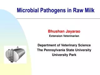 Microbial Pathogens in Raw Milk
