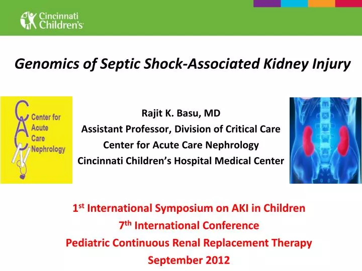 genomics of septic shock associated kidney injury