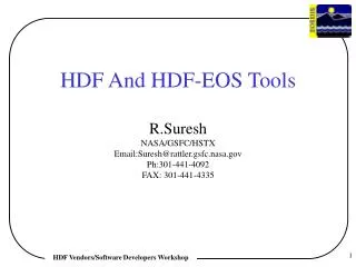 HDF Vendors/Software Developers Workshop