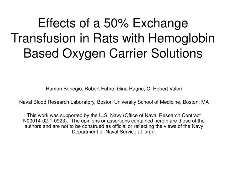 effects of a 50 exchange transfusion in rats with hemoglobin based oxygen carrier solutions