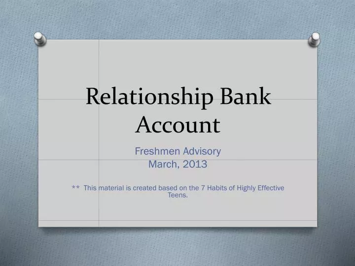 relationship bank account