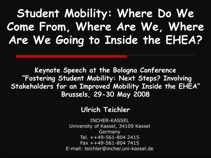 student mobility where do we come from where are we where are we going to inside the ehea