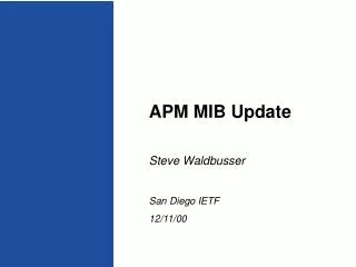 APM MIB Update