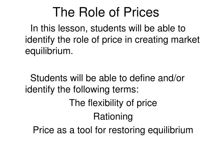 the role of prices