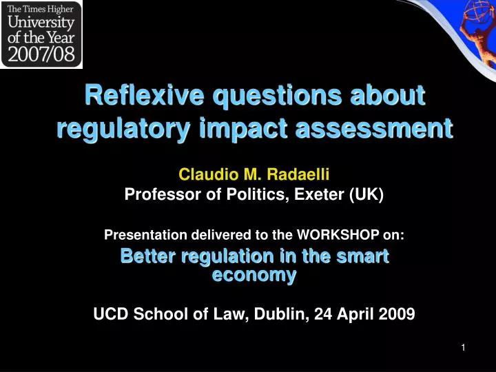 reflexive questions about regulatory impact assessment