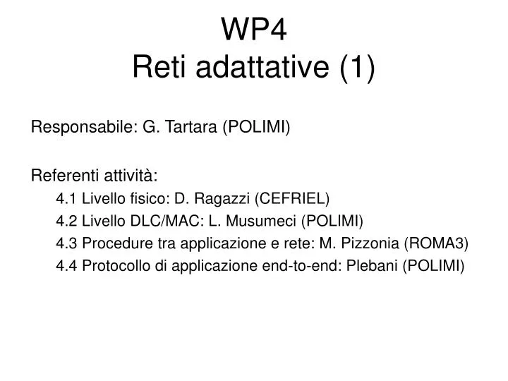 wp4 reti adattative 1