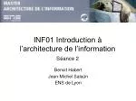 INF01 Introduction à l’architecture de l’information Séance 2 - slide 1